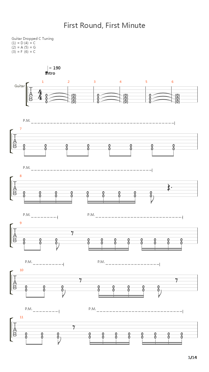 First Round First Minute吉他谱