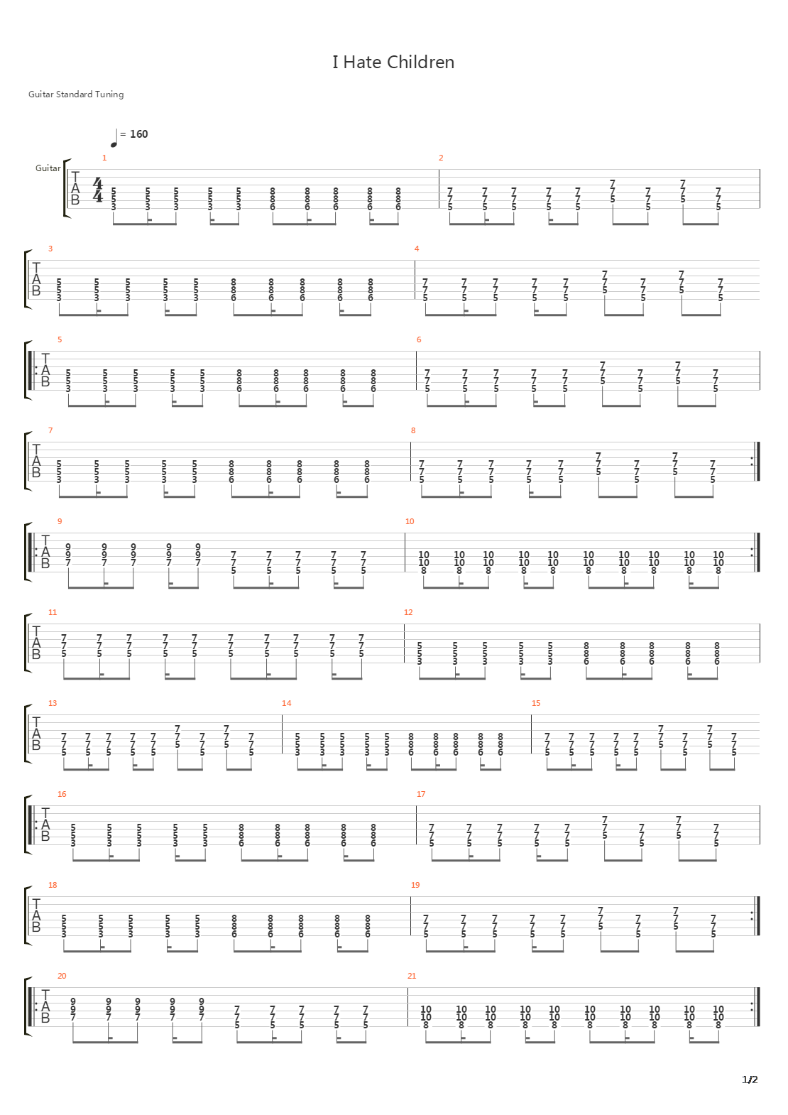 I Hate Children吉他谱