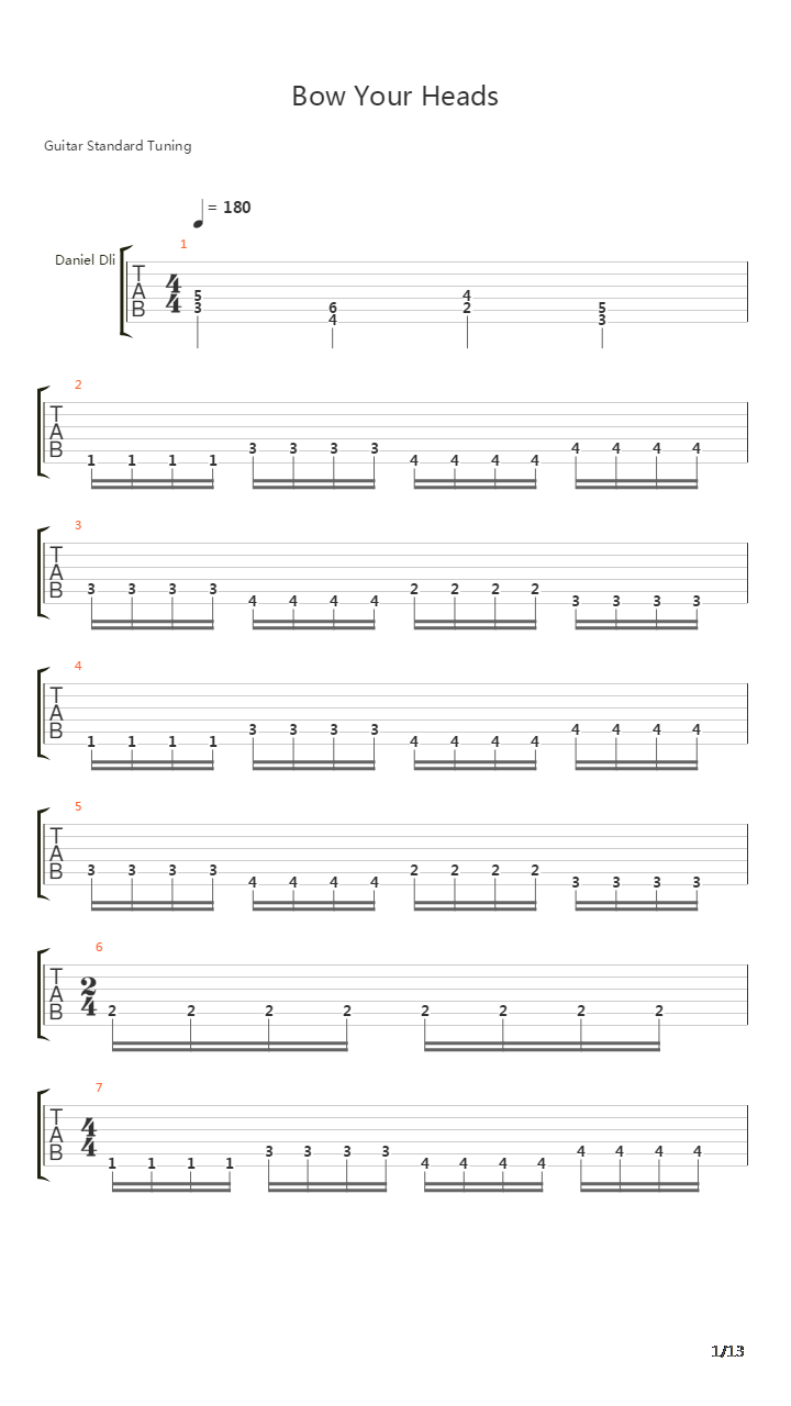 Bow Your Heads吉他谱