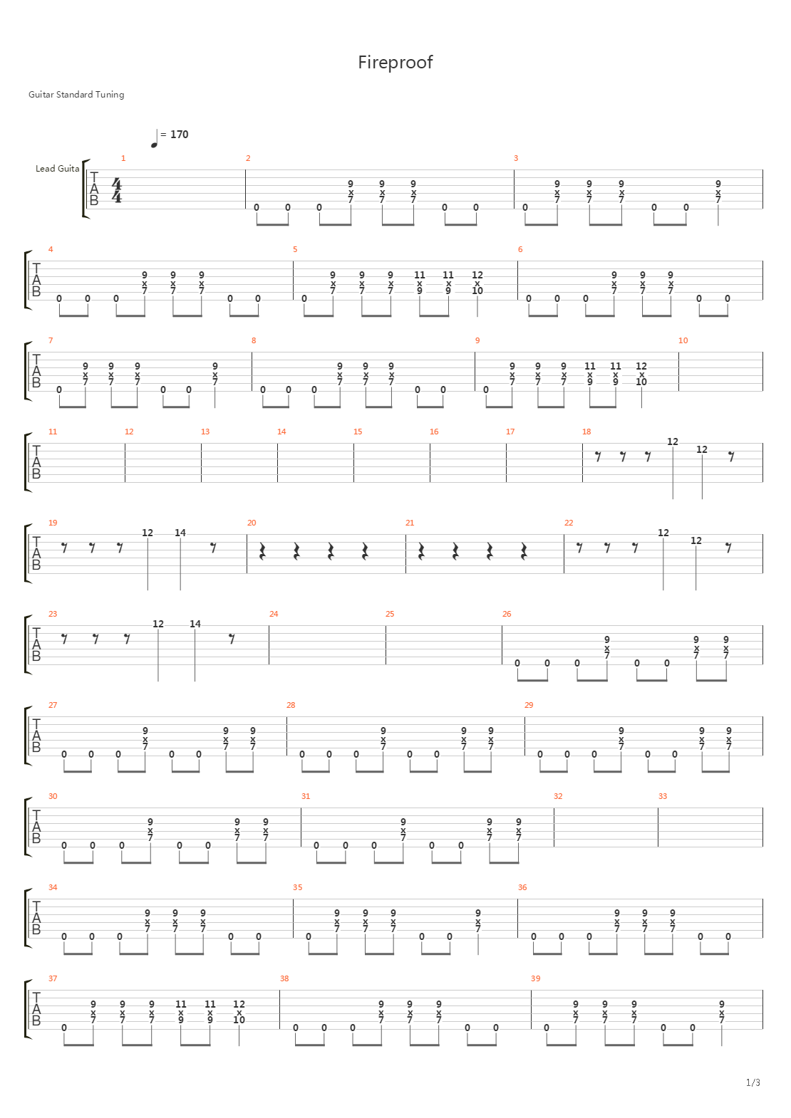 Fireproof吉他谱