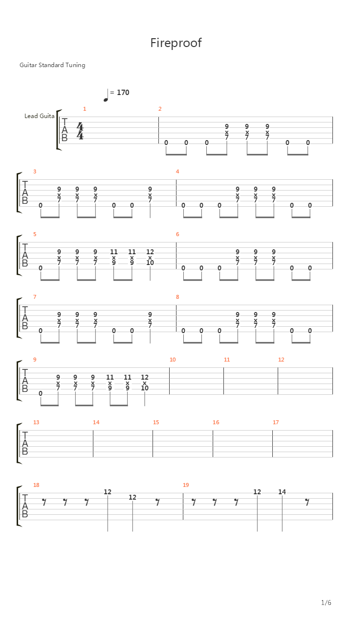 Fireproof吉他谱