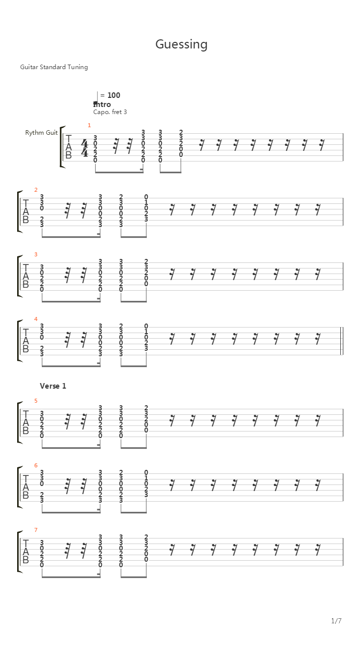 Guessing吉他谱