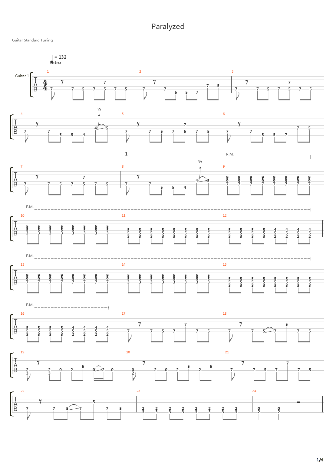 Paralyzed吉他谱