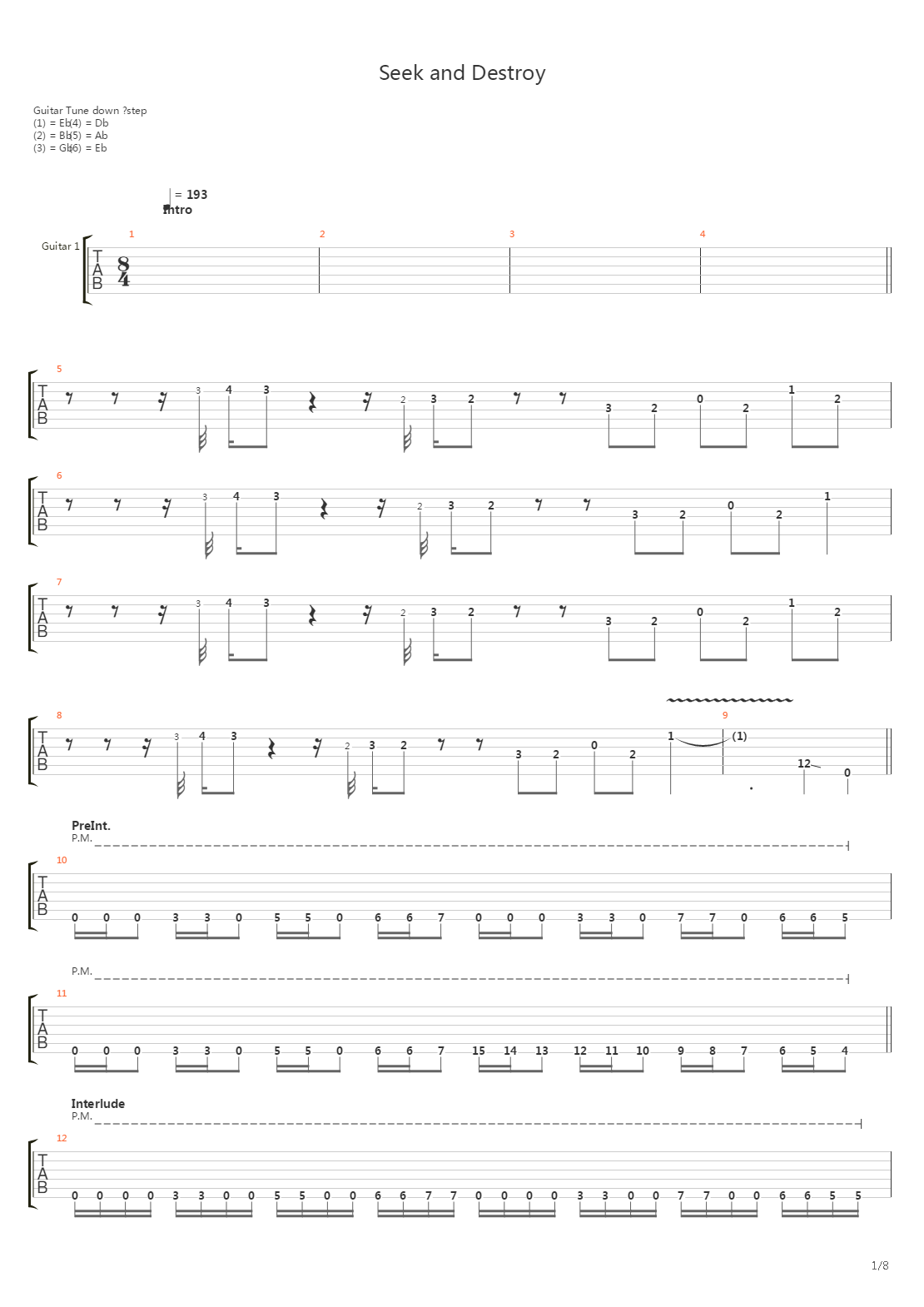 Seek And Destroy吉他谱