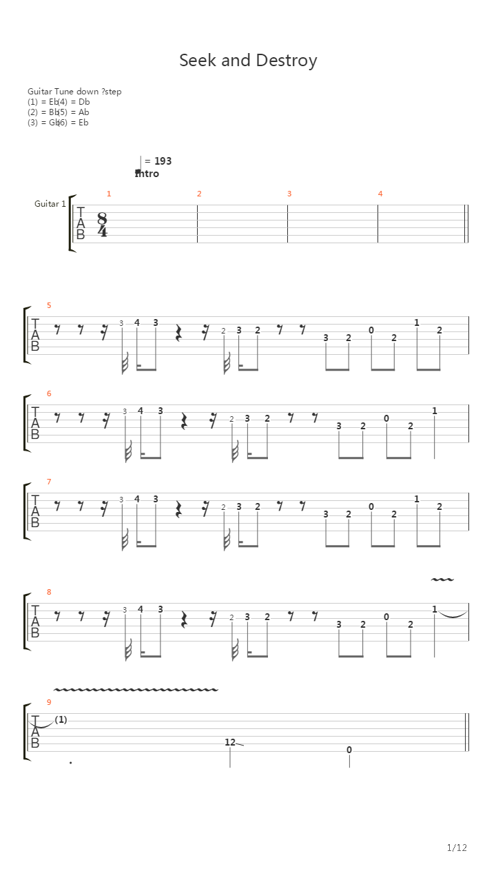 Seek And Destroy吉他谱
