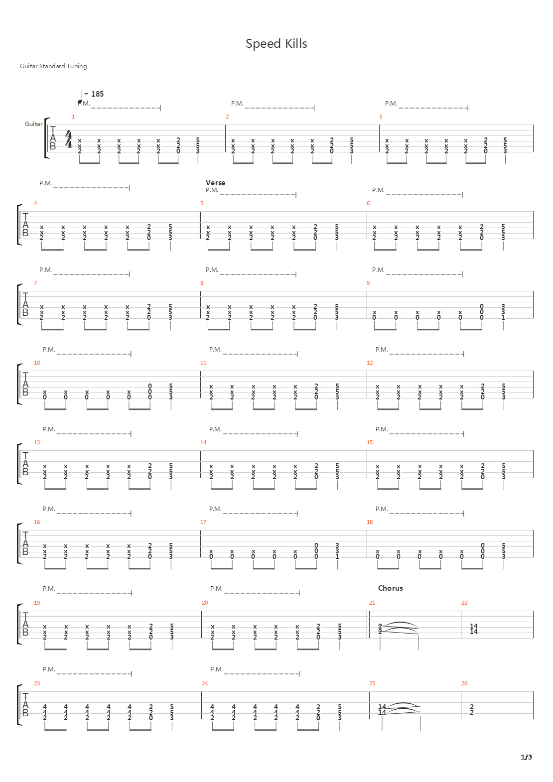 Speed Kills吉他谱