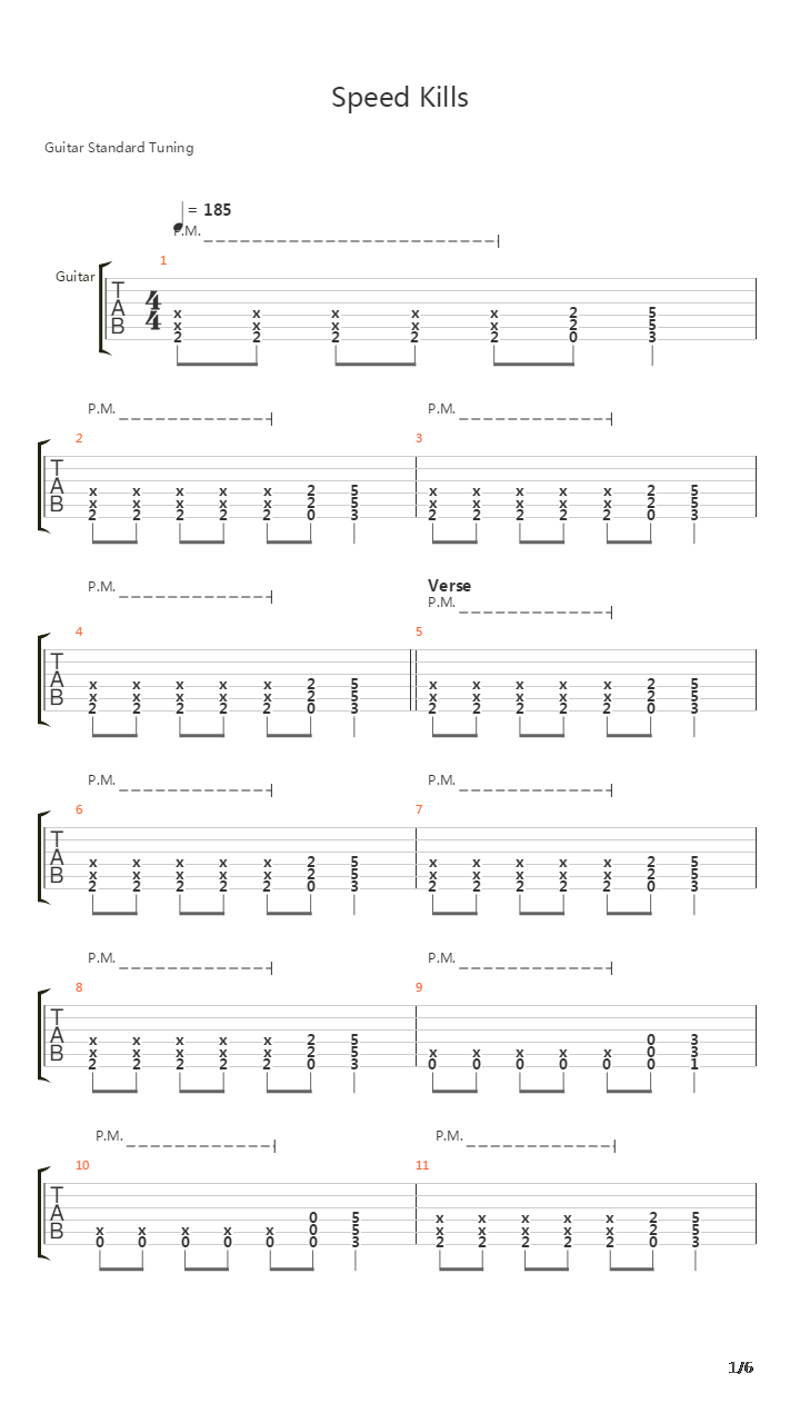 Speed Kills吉他谱