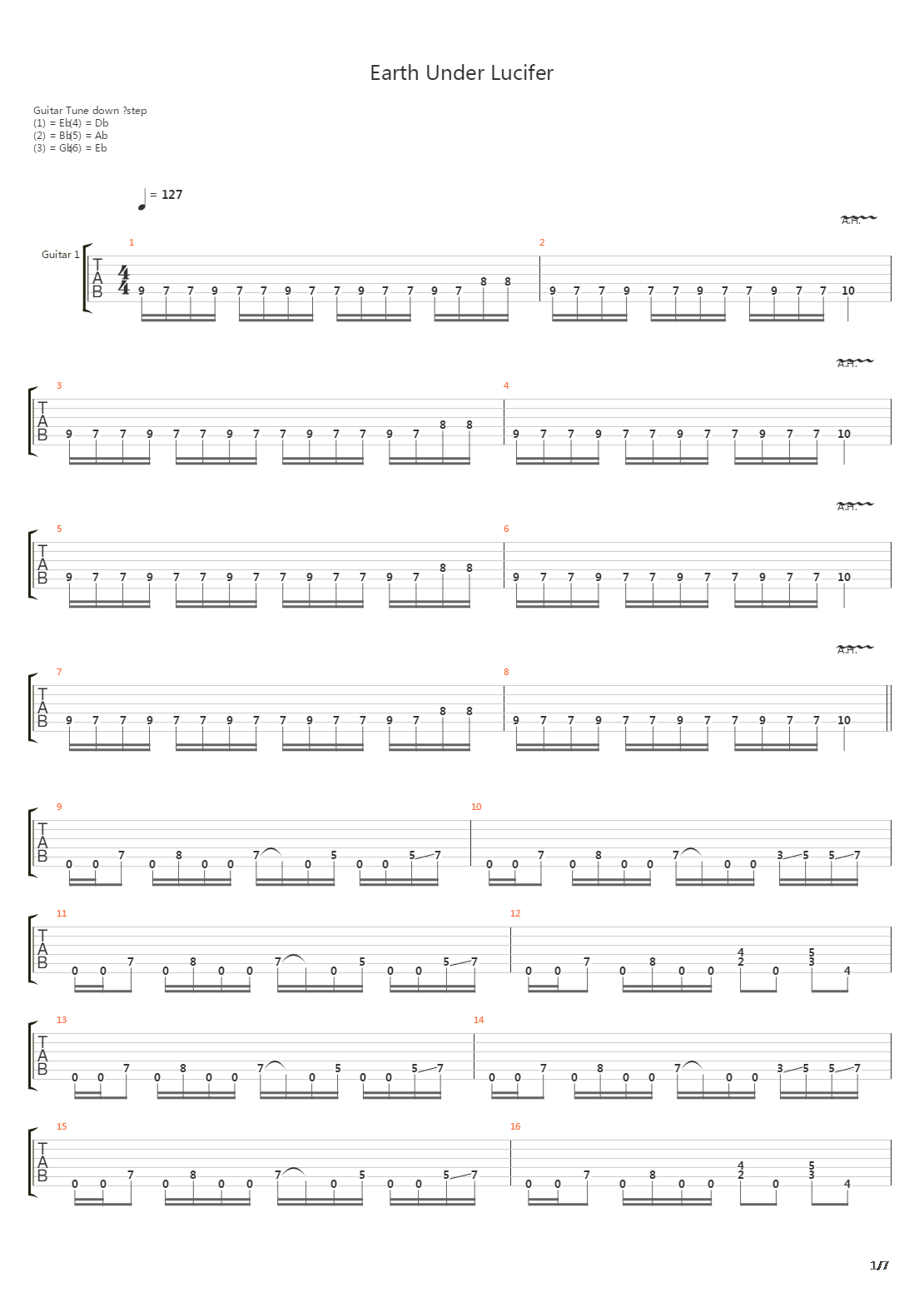 Earth Under Lucifer吉他谱