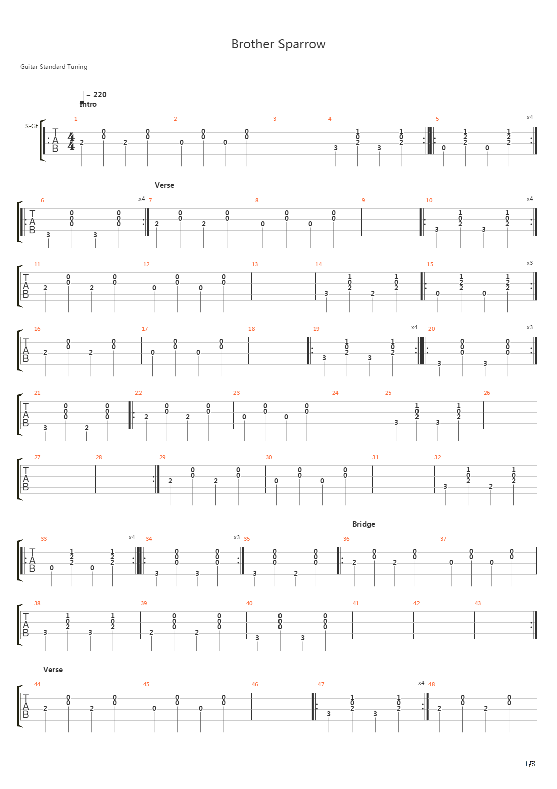 Brother Sparrow吉他谱