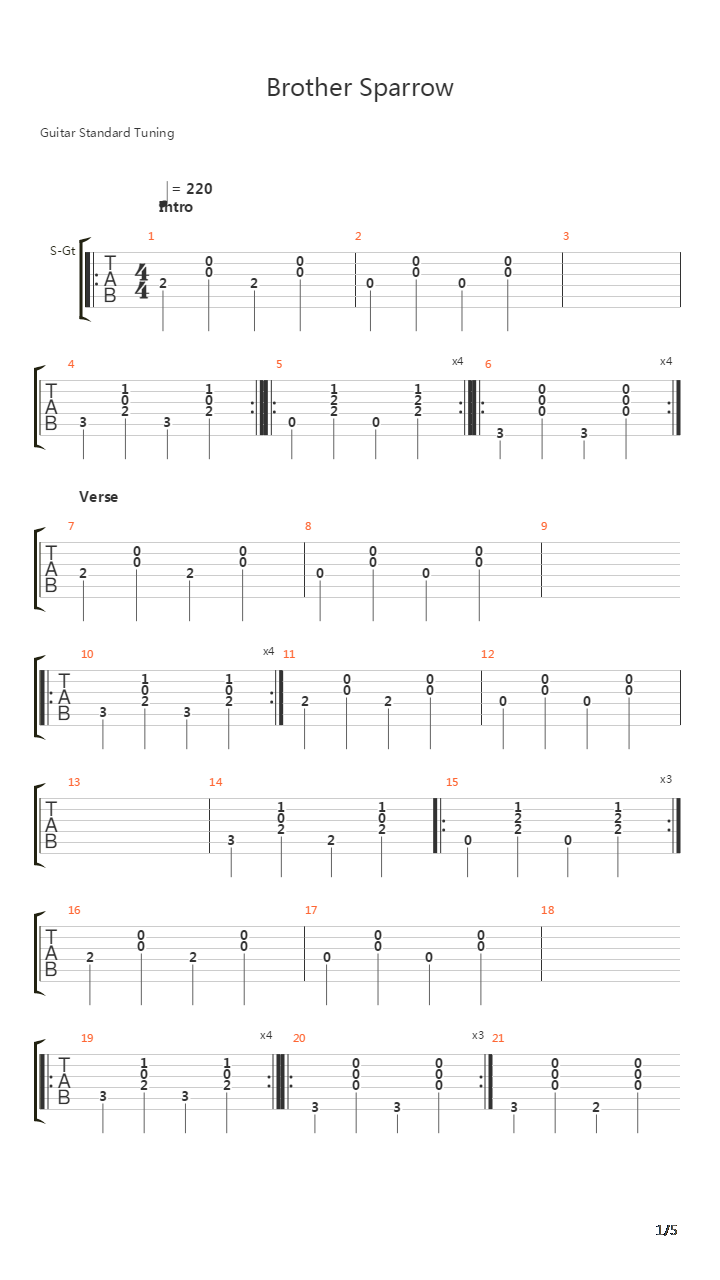 Brother Sparrow吉他谱