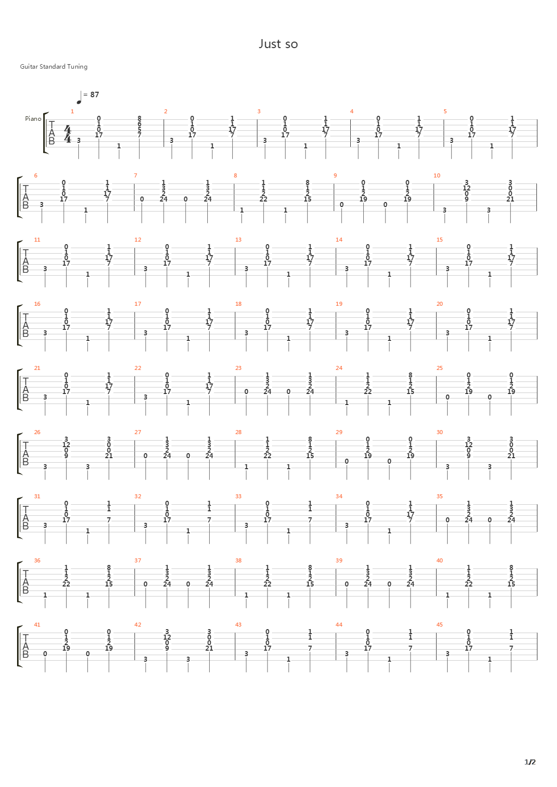 Just So吉他谱