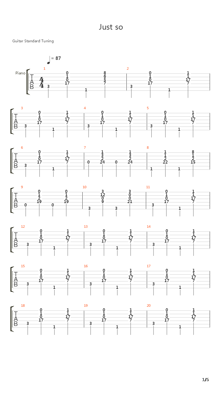 Just So吉他谱