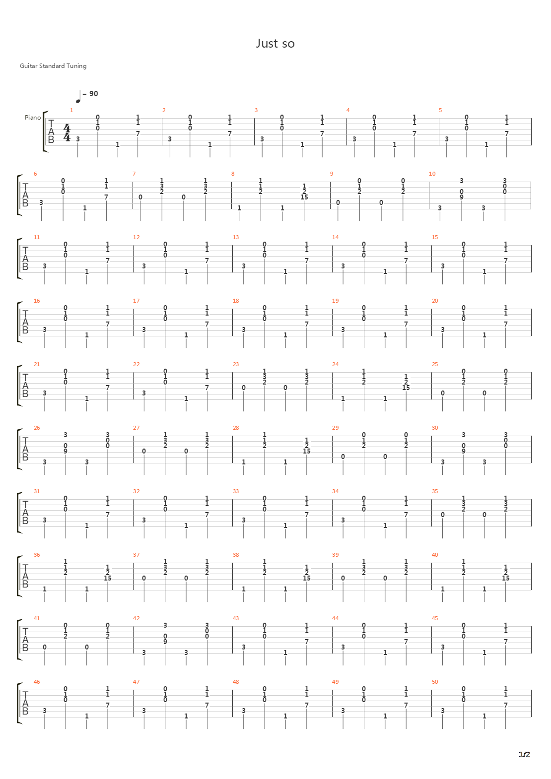 Just So吉他谱
