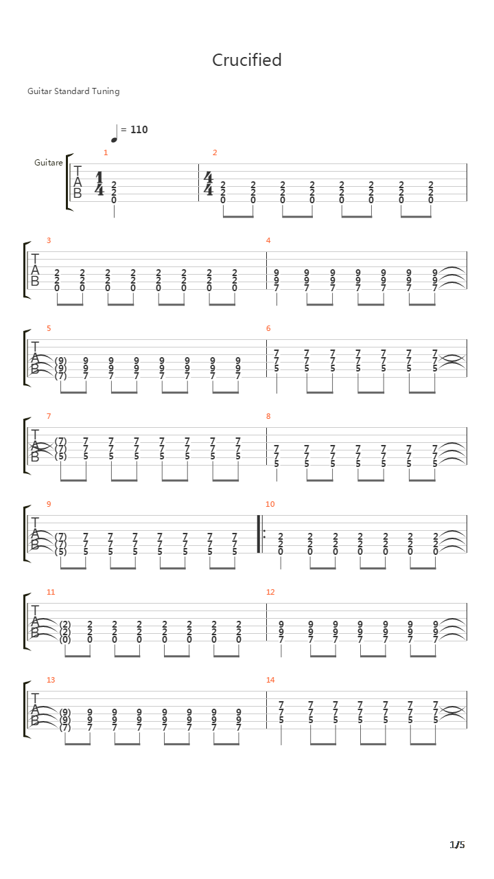 Crucified吉他谱
