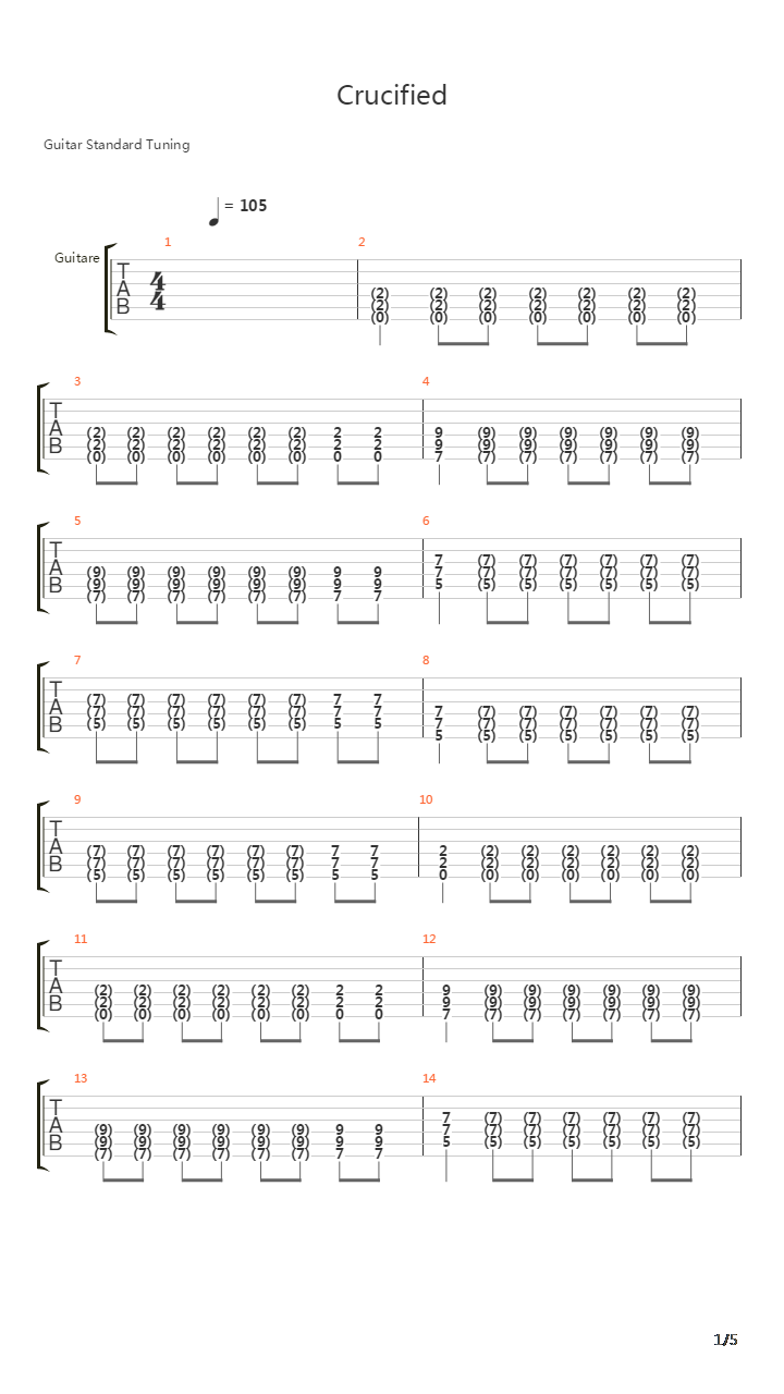Crucified吉他谱