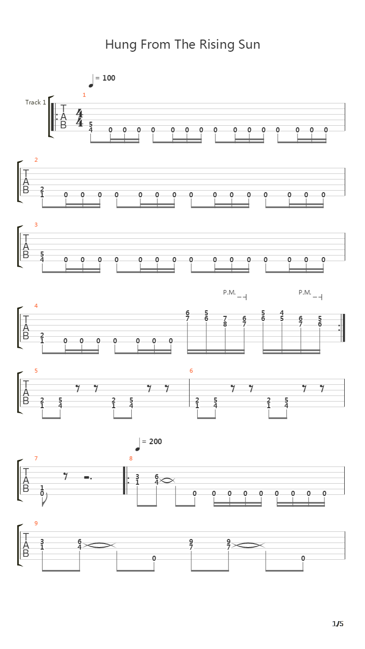 Hung From The Rising Sun吉他谱