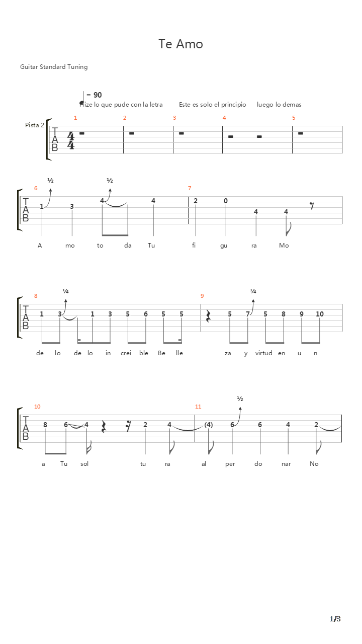 Te Amo吉他谱