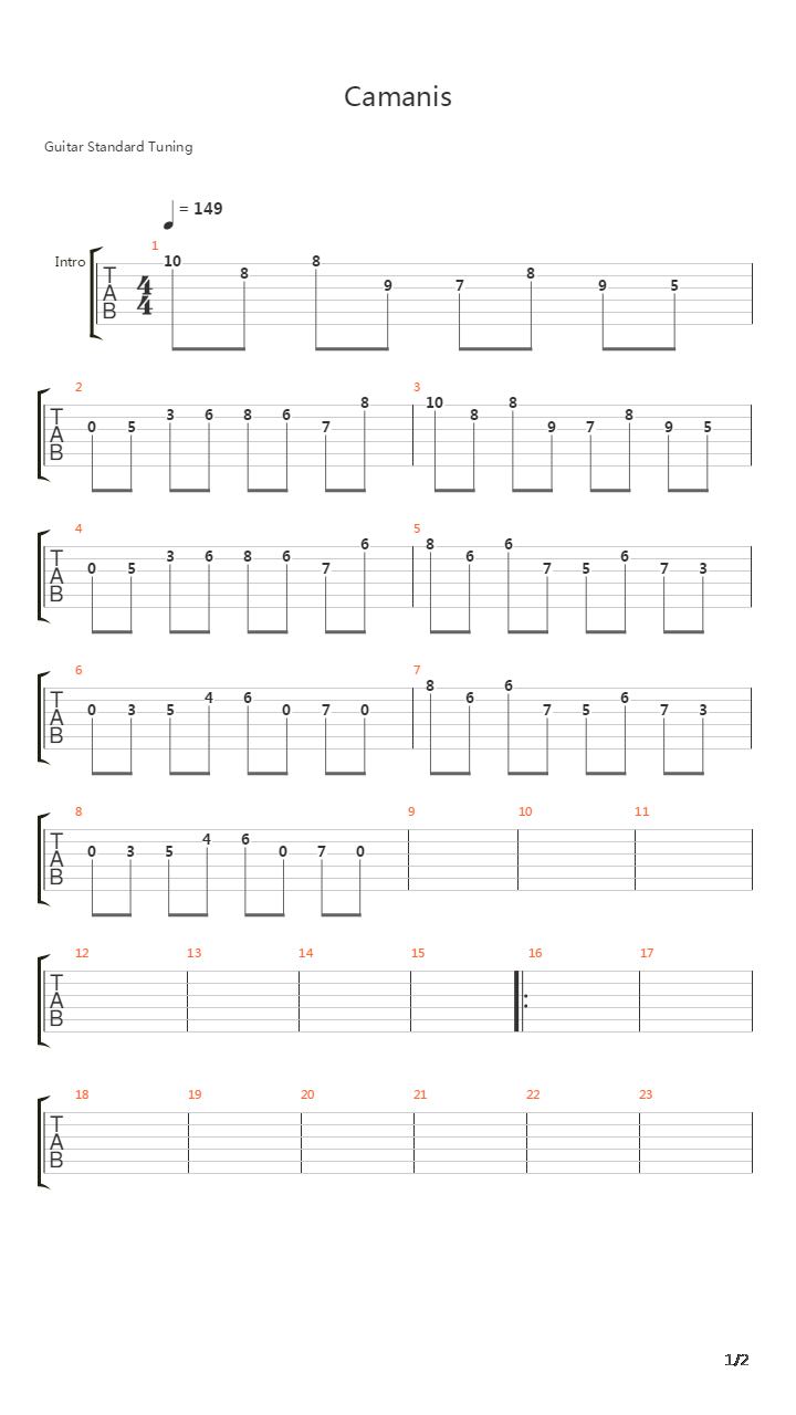 Camanis吉他谱