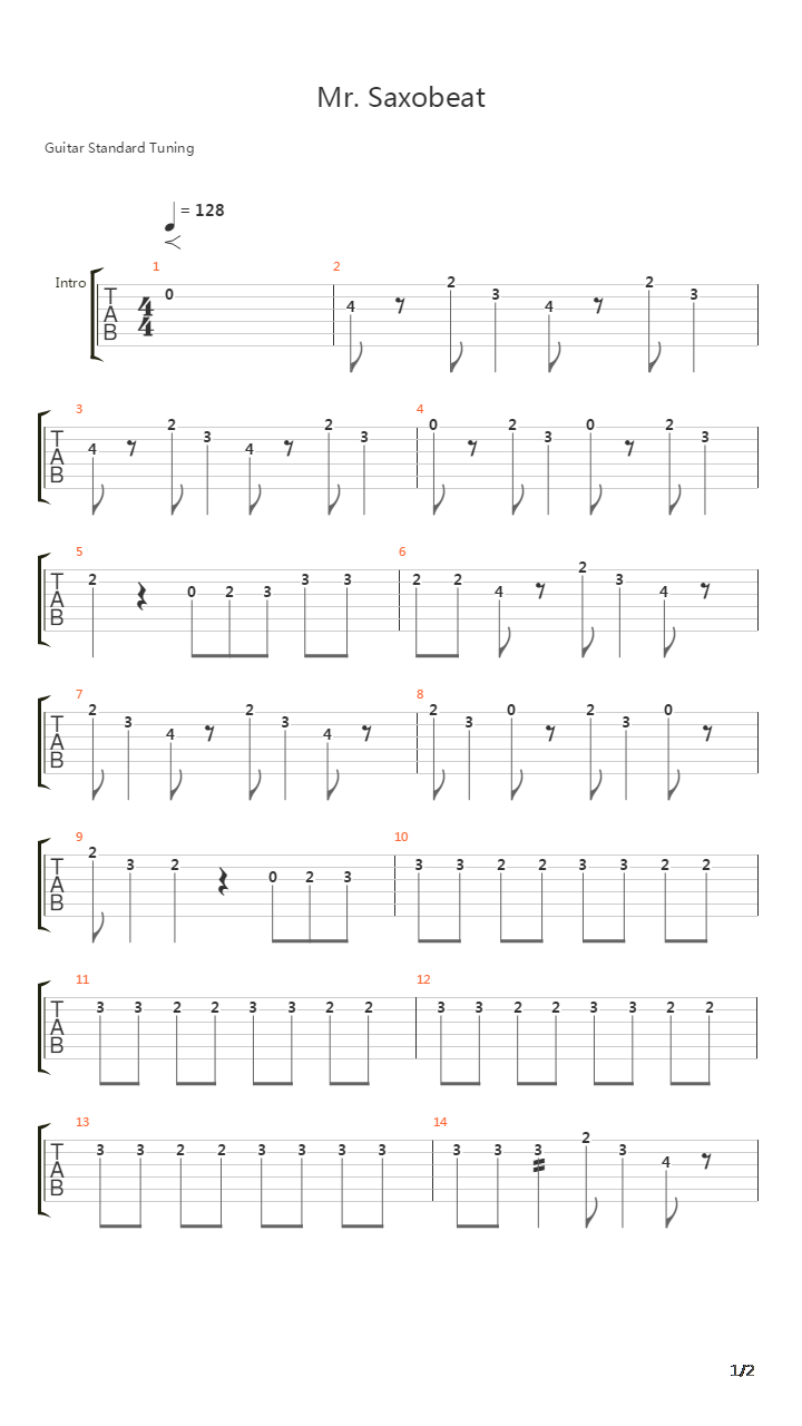 Mr Saxobeat吉他谱