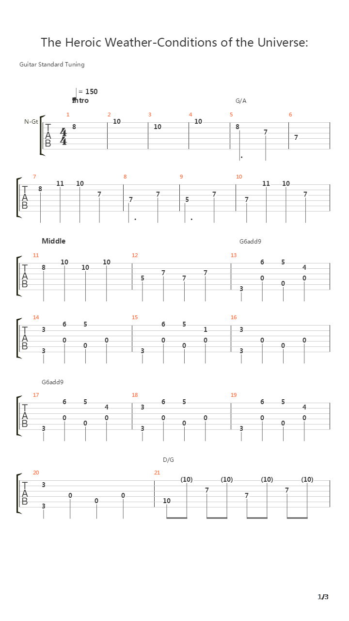The Heroic Weather-conditions Of The Universe Part 3 The Salt Air吉他谱