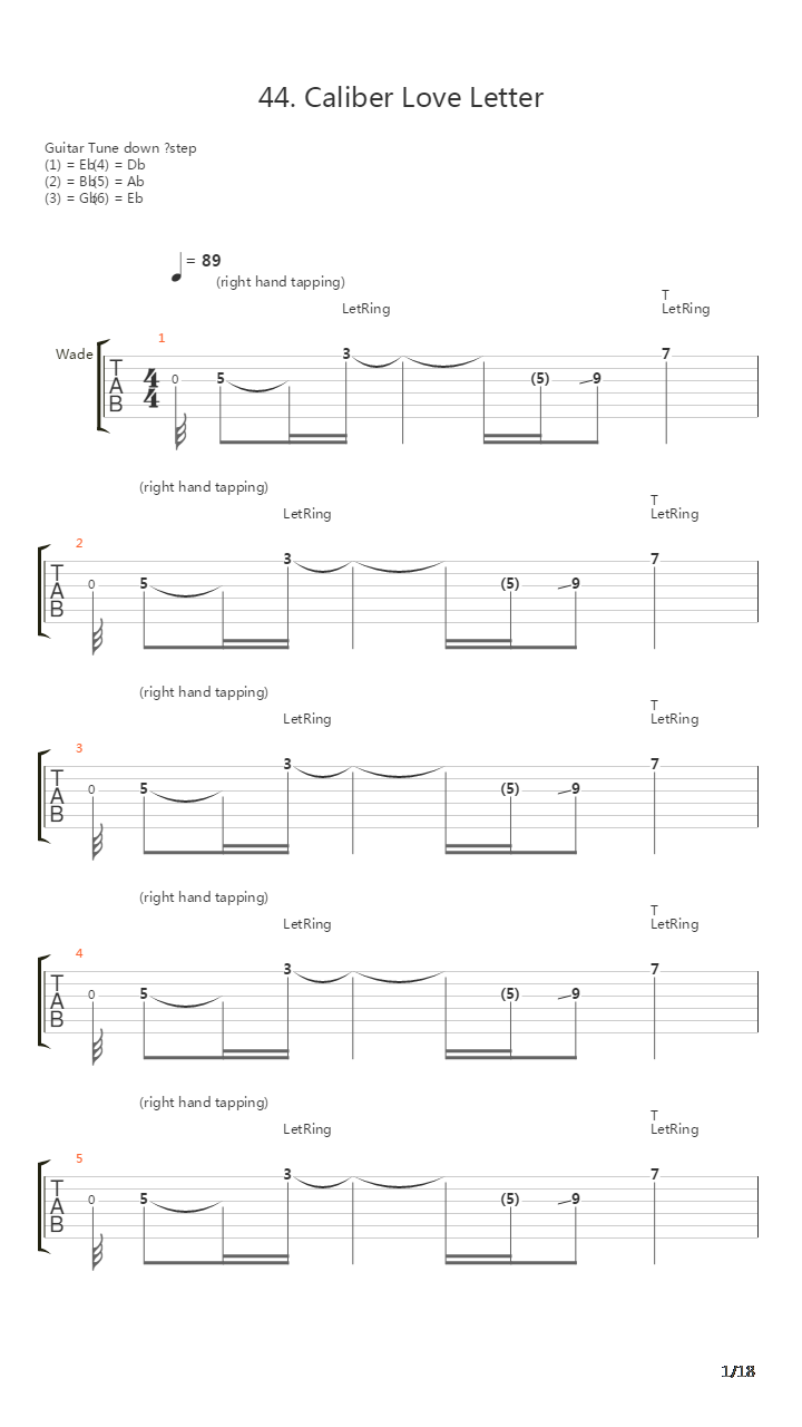 44 Caliber Love Letter吉他谱