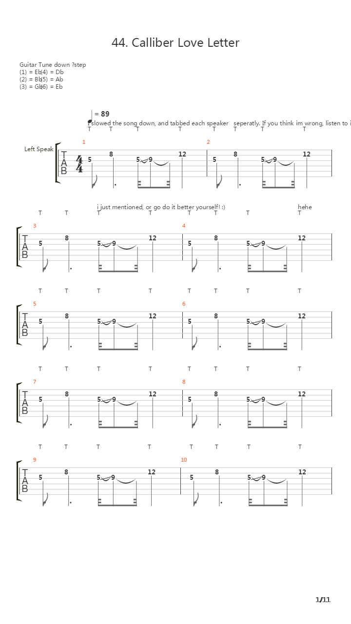 44 Calliber Love Letter吉他谱