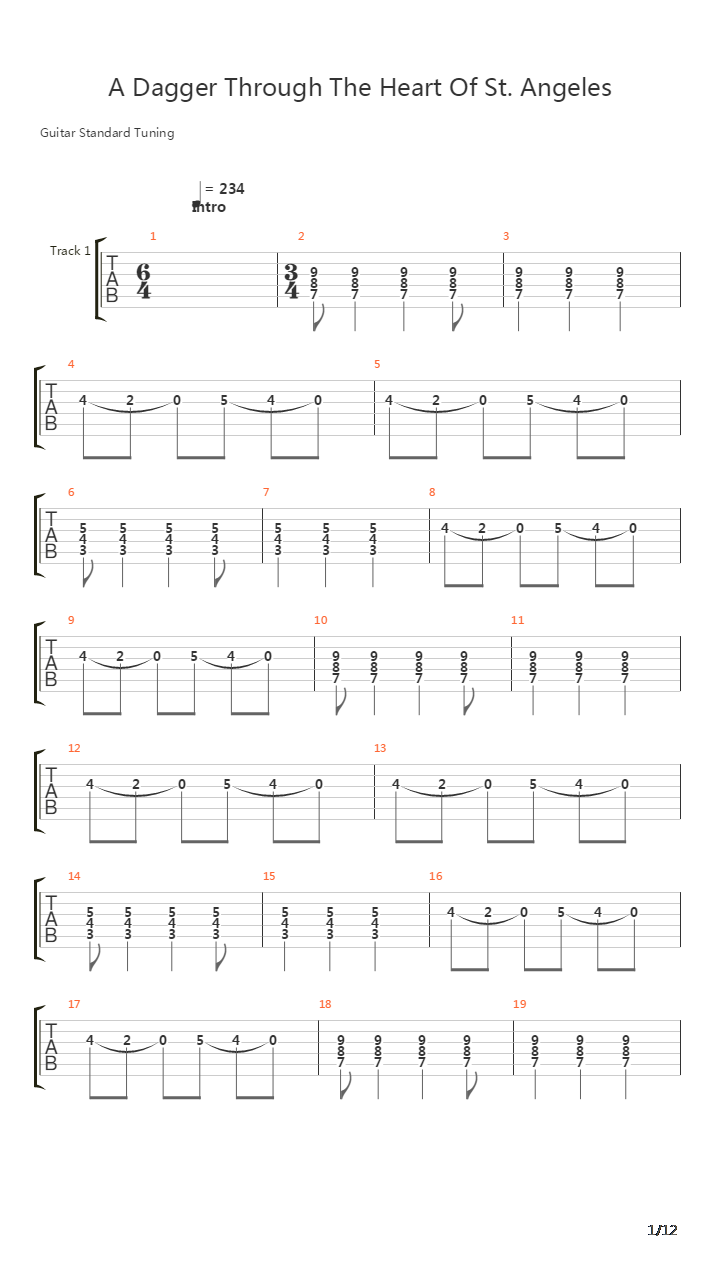 A Dagger Through The Heart Of St Angeles吉他谱