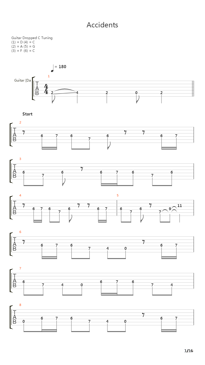 Accidents吉他谱