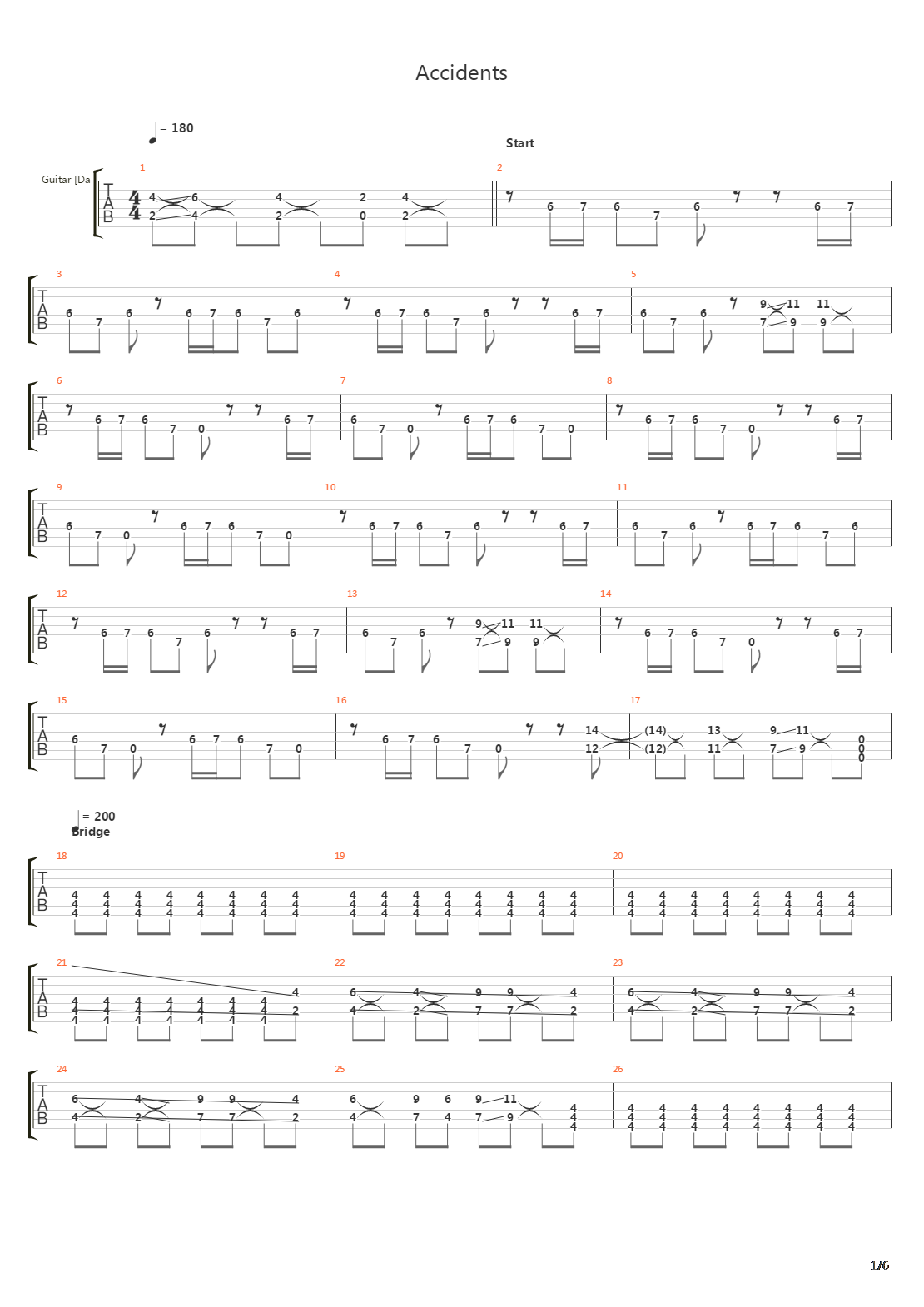 Accidents吉他谱