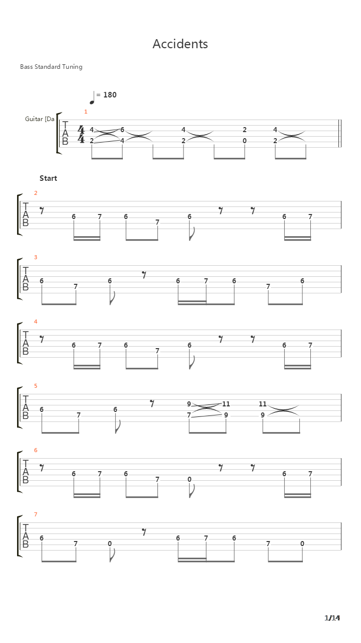 Accidents吉他谱