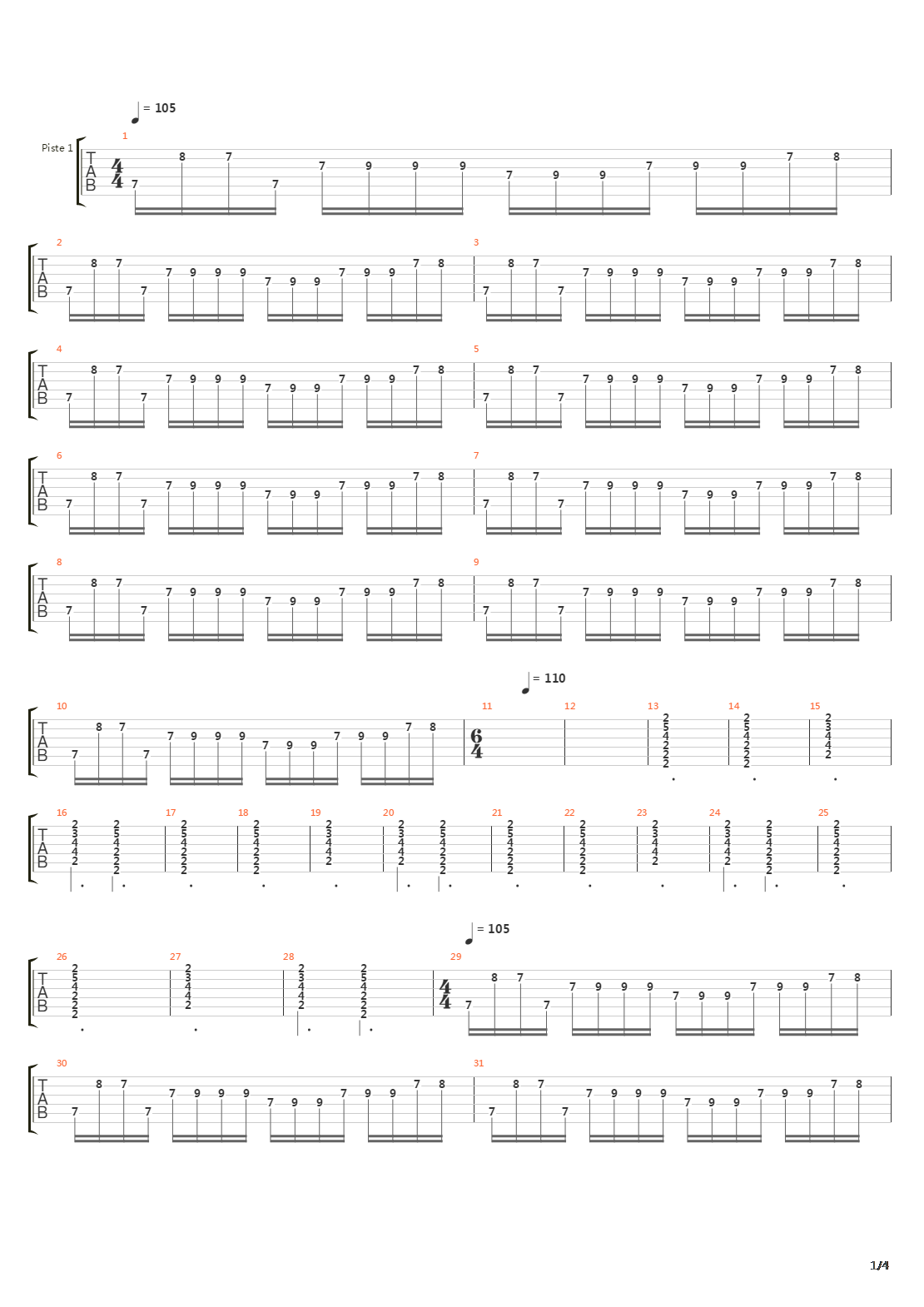 Control吉他谱