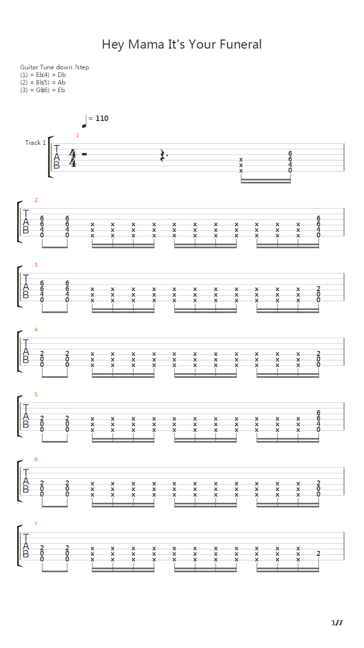Hey Mama Its Your Funeral吉他谱