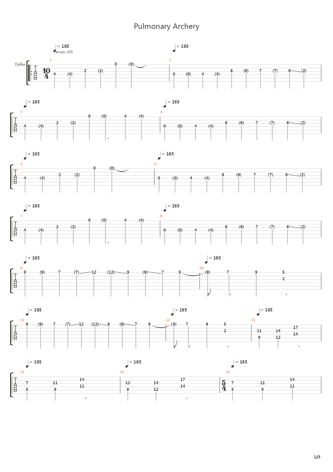 Pulmonary Archery吉他谱