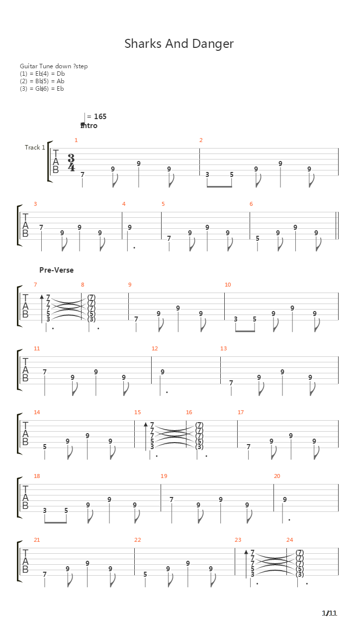 Sharks And Danger吉他谱