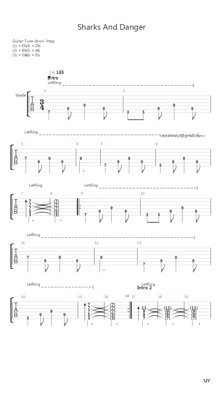 Sharks And Danger吉他谱