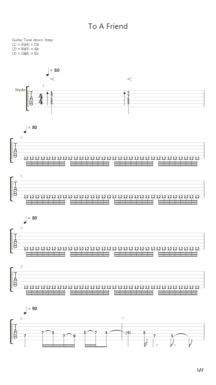 To A Friend吉他谱