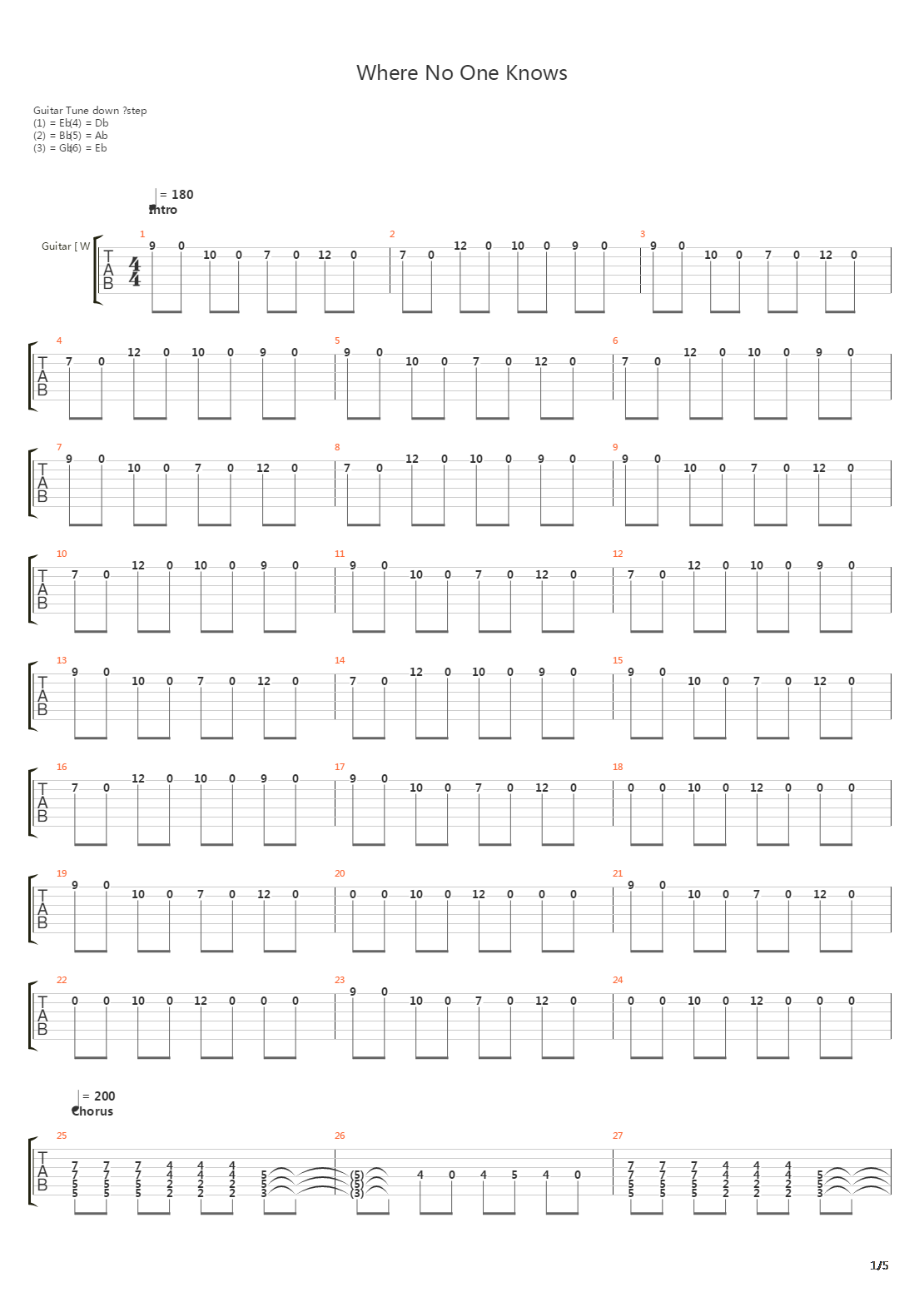 Where No One Knows吉他谱