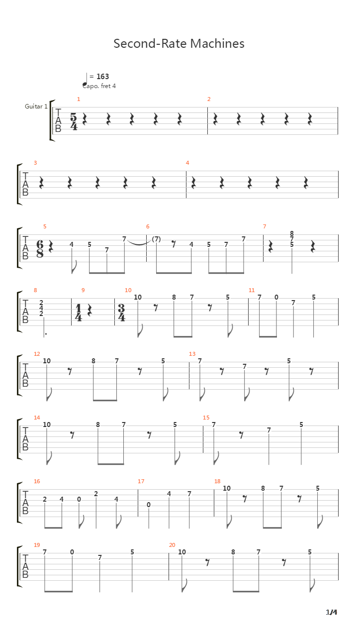 Second-rate Machines吉他谱