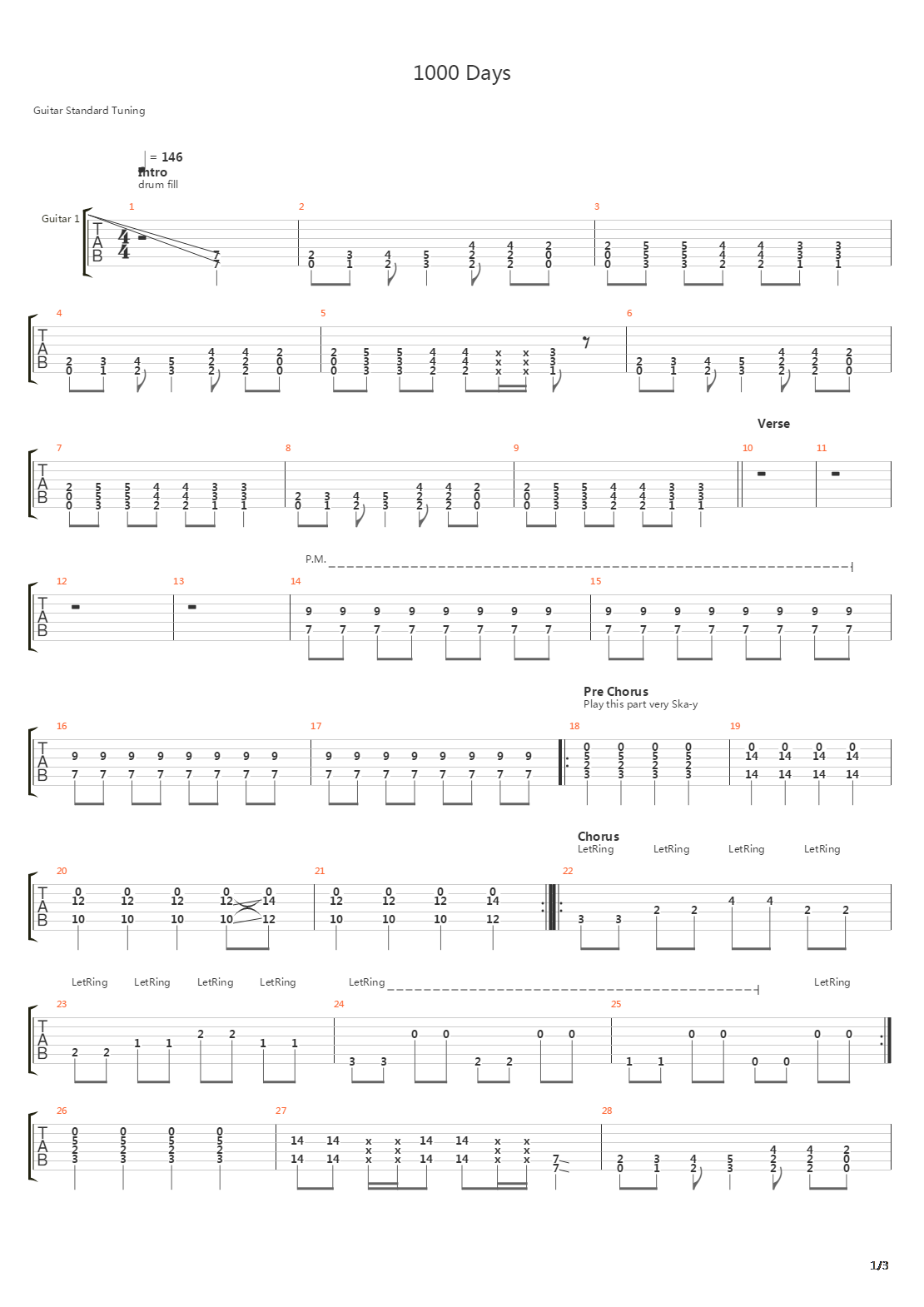 1000 Days吉他谱