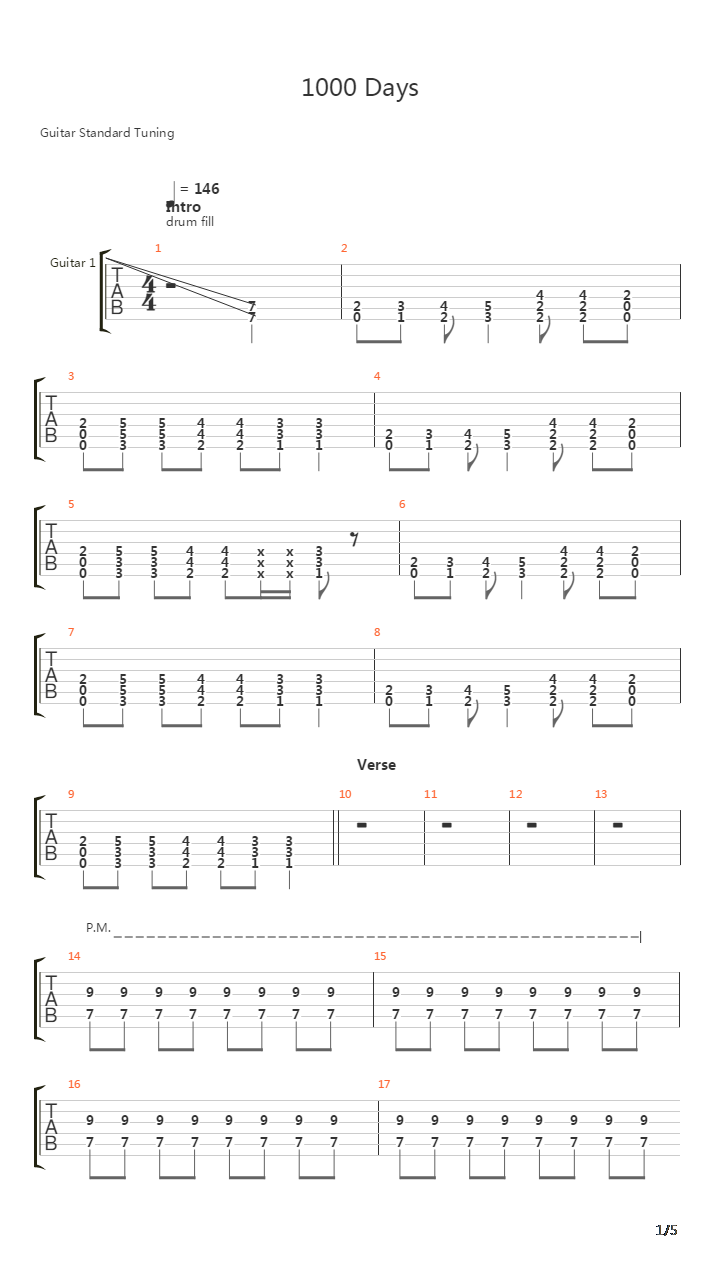 1000 Days吉他谱
