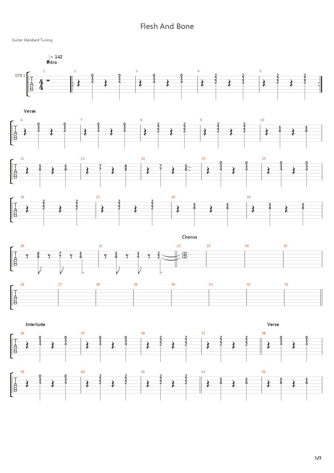 Flesh And Bone吉他谱
