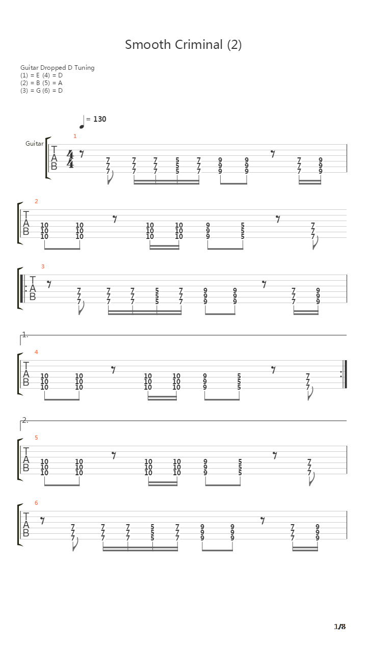 Smooth Criminal吉他谱