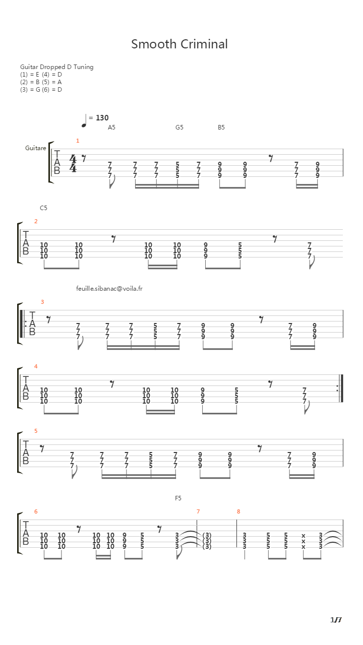 Smooth Criminal吉他谱