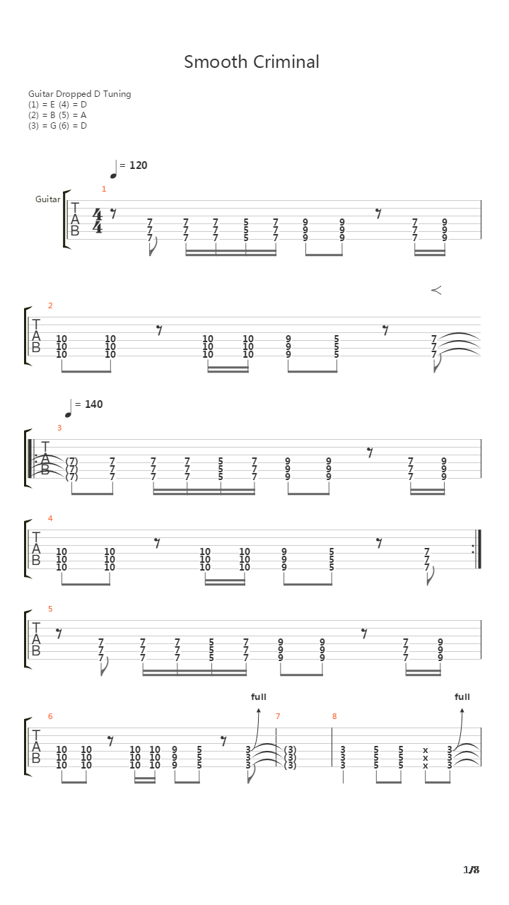 Smooth Criminal吉他谱