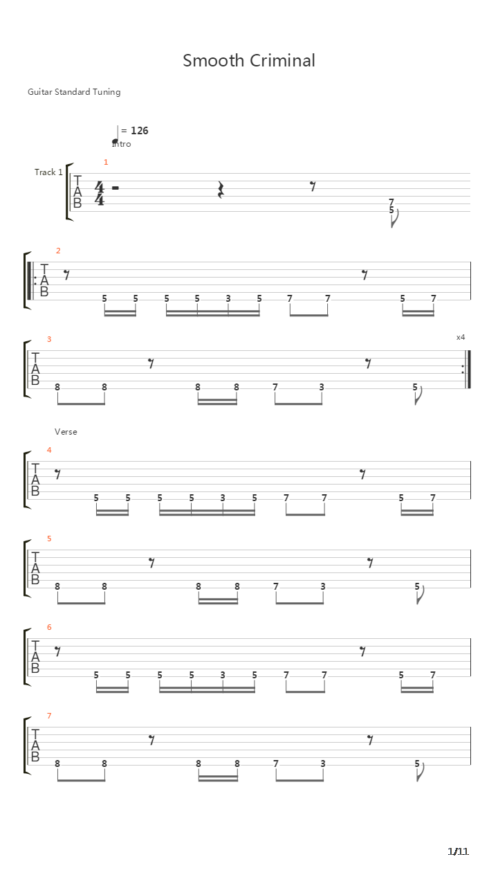 Smooth Criminal吉他谱