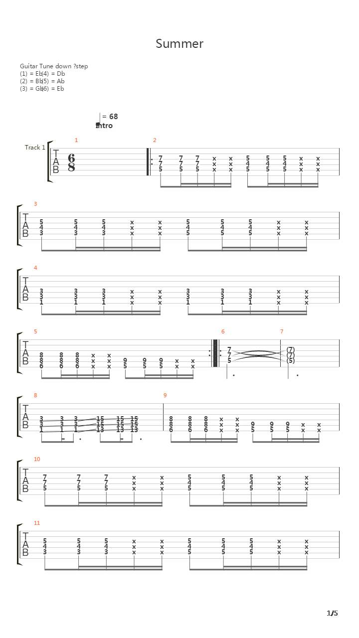 Summer吉他谱