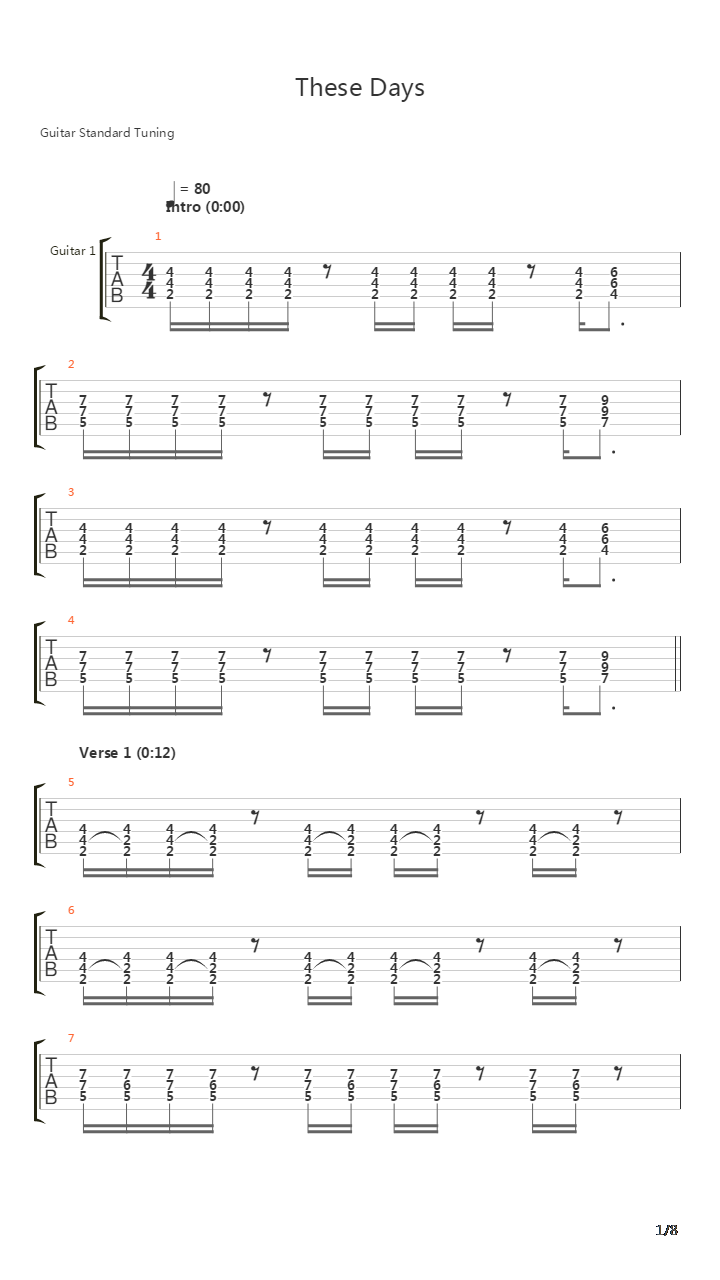 These Days吉他谱