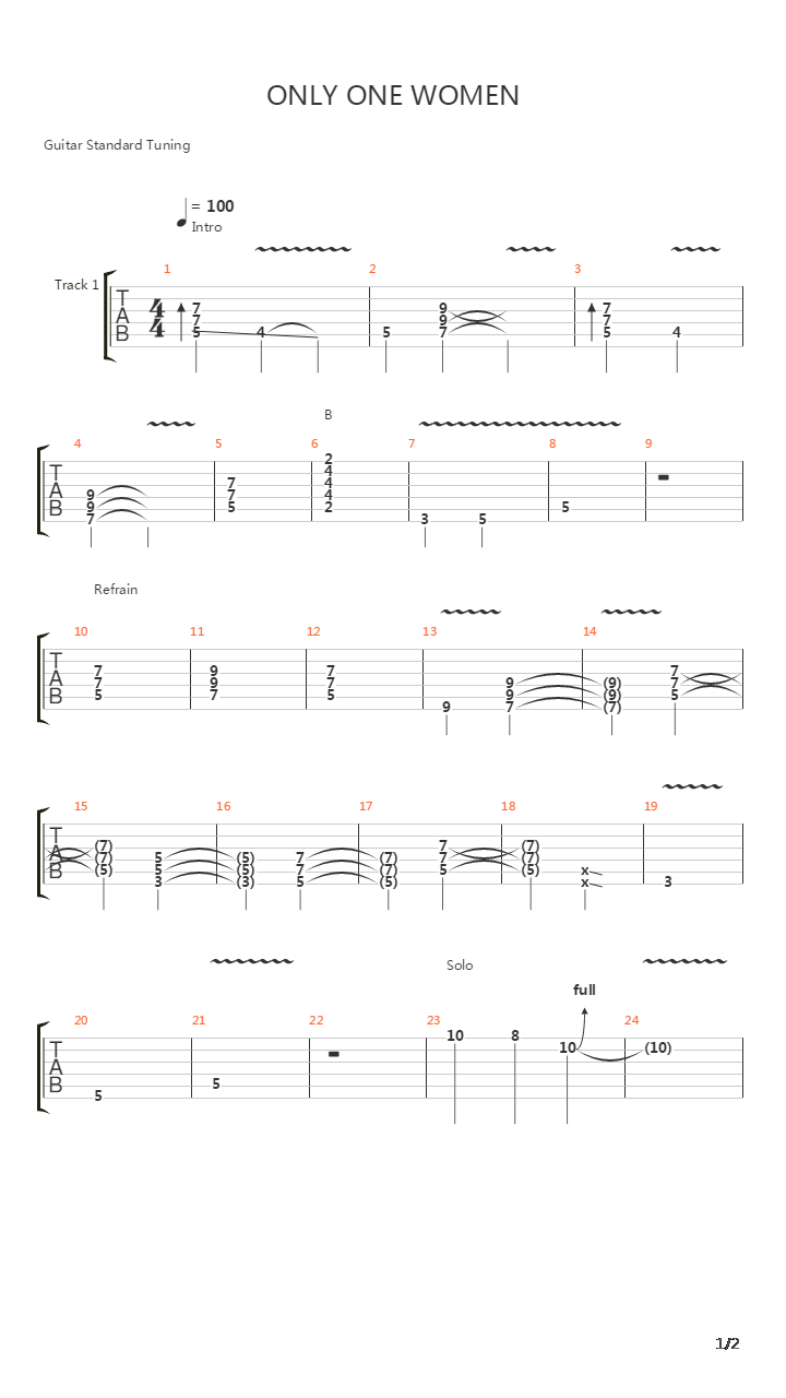 Only One Women吉他谱