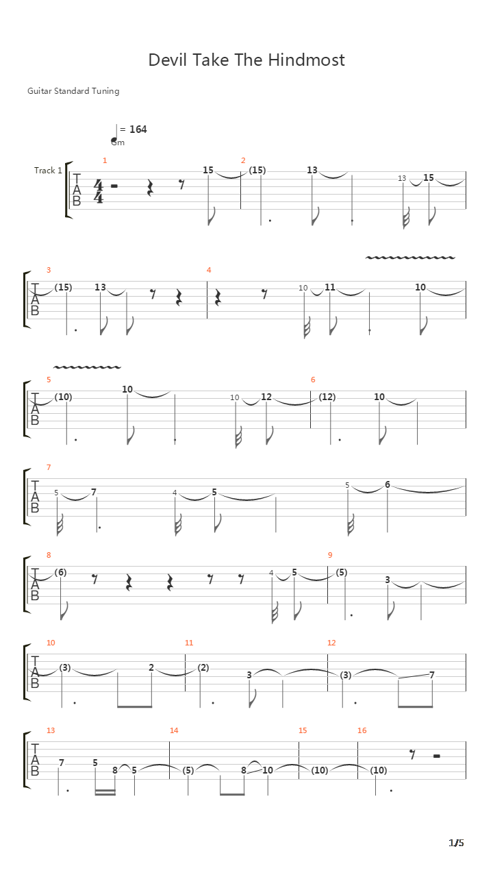Devil Take The Hindmost吉他谱