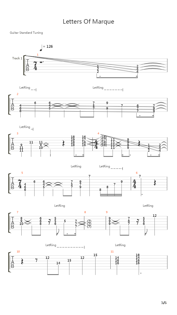 Letters Of Marque吉他谱